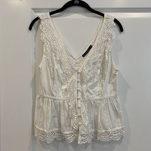 Abercrombie white lace broderie eyelet sleeveless tank blouse